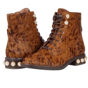 Leather Boots with Pearls Size 8